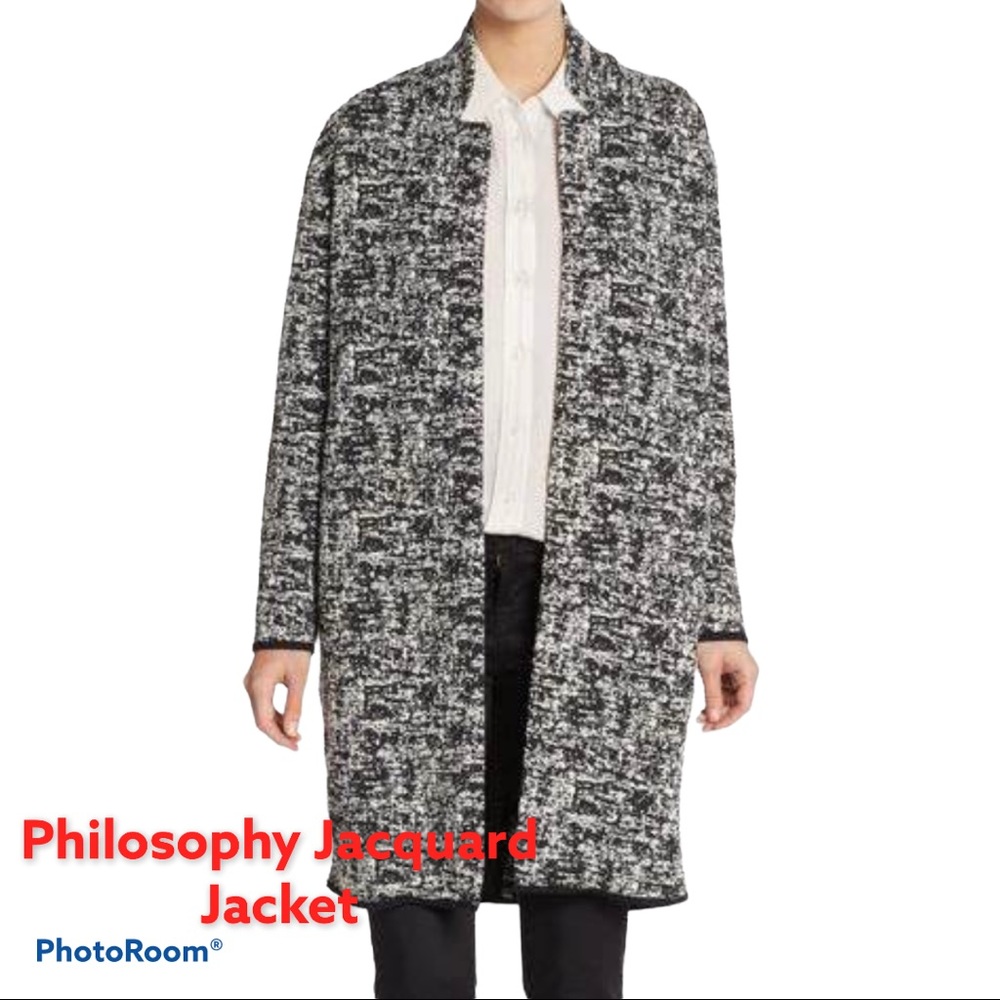 Philosophy Black Off White Jacquard Jacket Size 2X